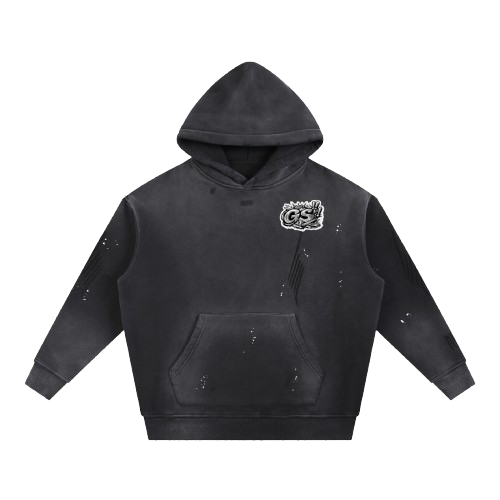 Vintage Washed Frayed Fleece Hoodie